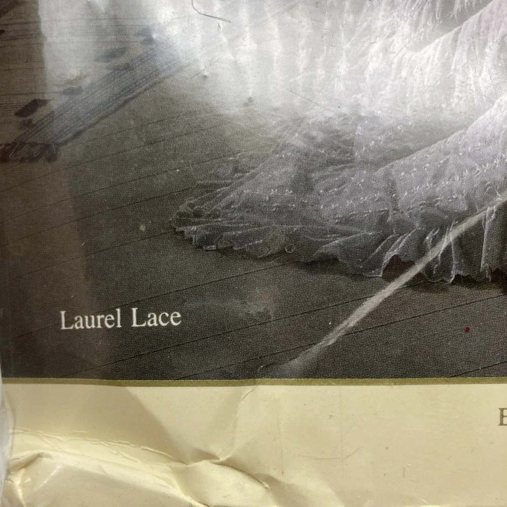 Vintage Elizabeth Gray Laurel Lace Ecru Percale Full Sheet Set USA